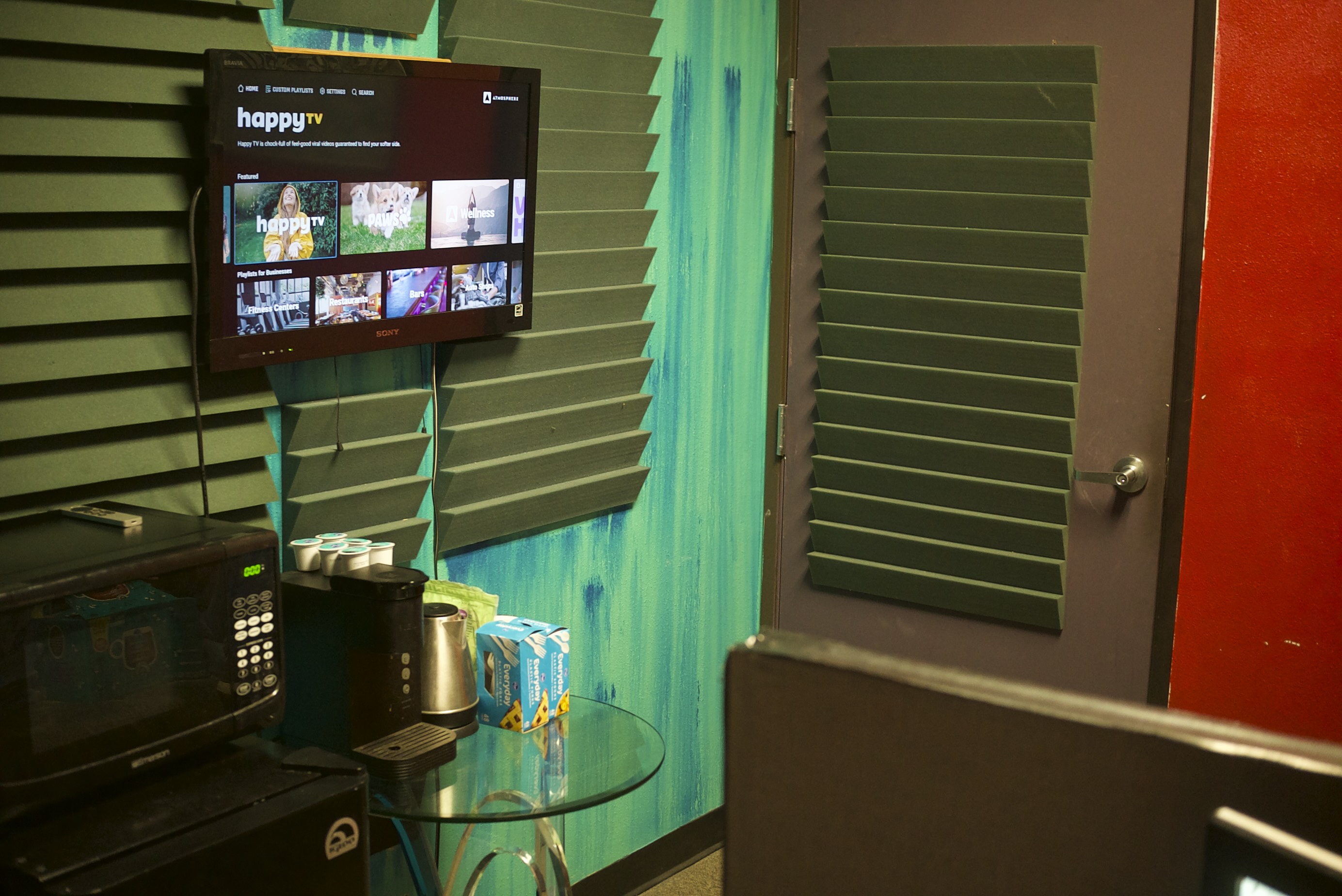 Piano lesson studio lounge with acoustic treatment in Albuquerque NM